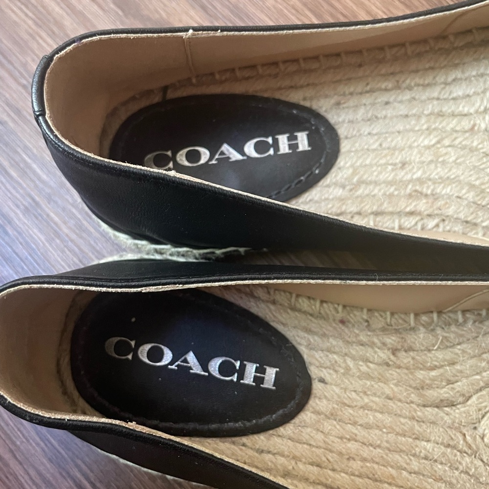 Coach Black Leather Espadrille Flats | Quilted C Logo | Size 7.5 | Excellent - Picture 5 of 10